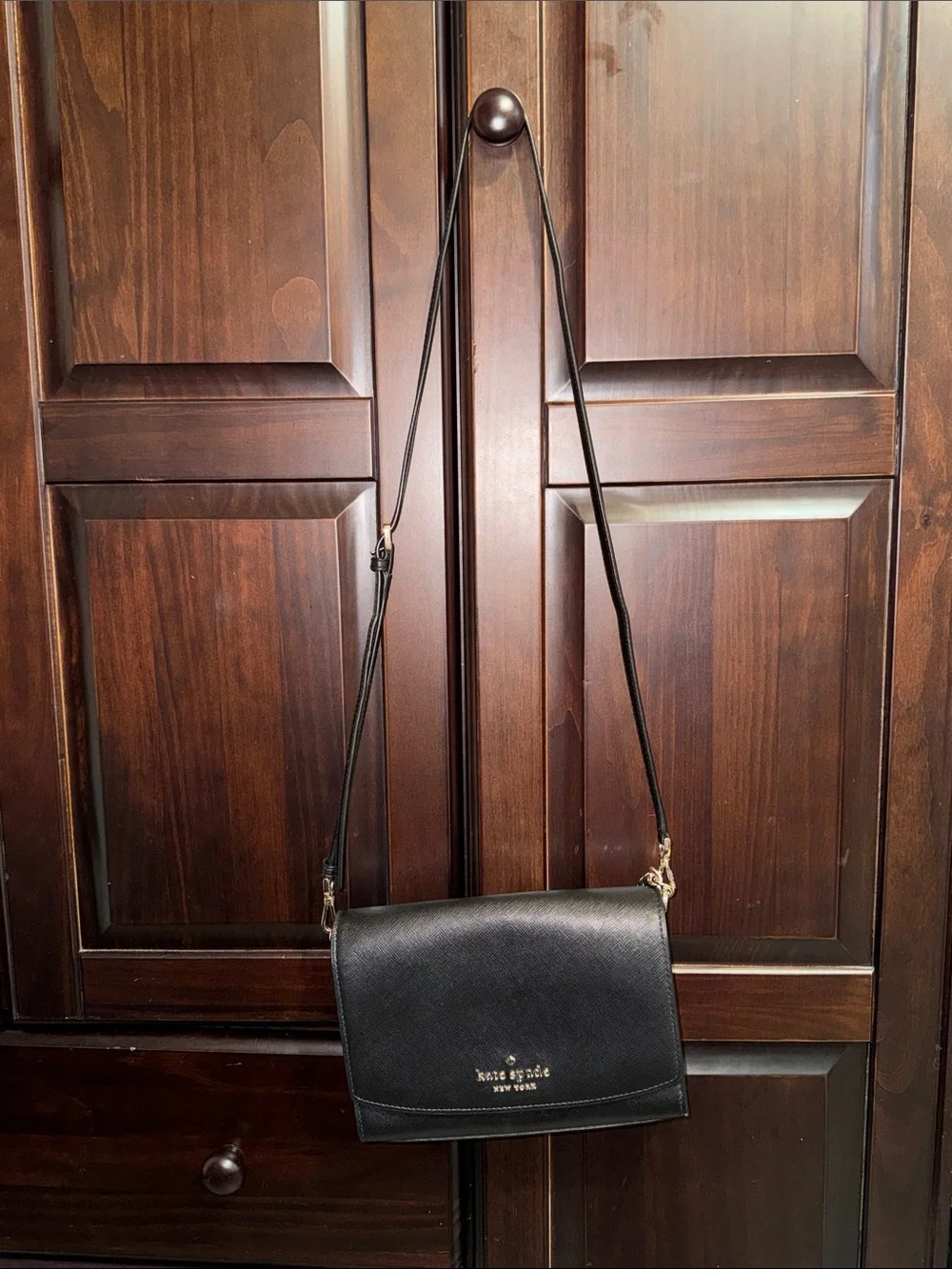 Kate spade 2-in- 1 Black Leather Shoulder Bag with Gold Hardware